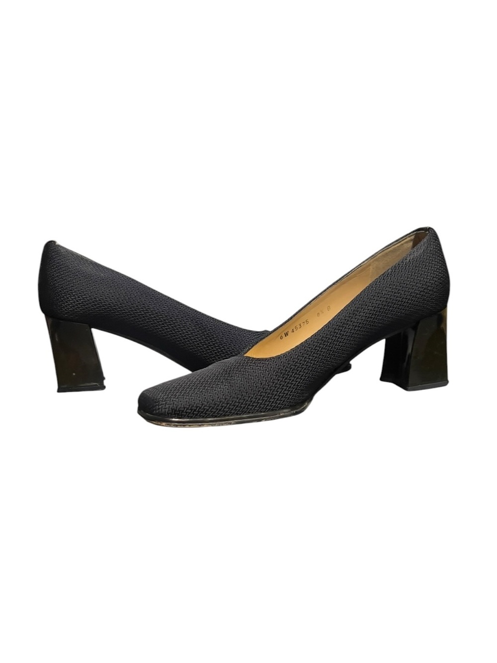 Stuart Weitzman Black Textured Block Heel Pumps